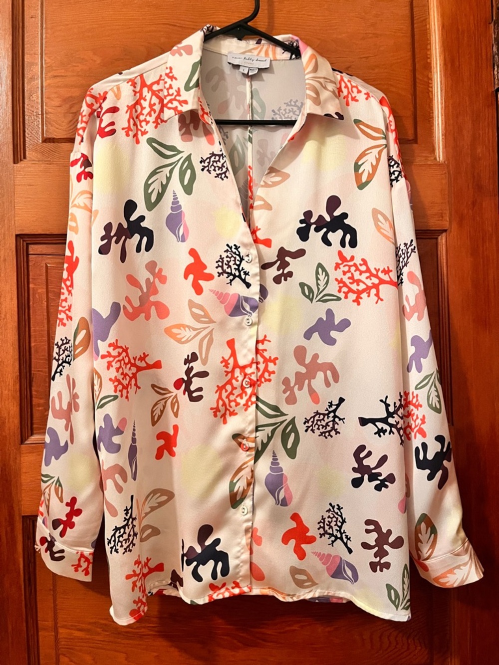 Never Fully Dressed Yara Satin Knot Back Button Up Shirt - Size Large